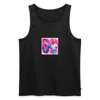 Man and woman of the 90s - Men's Premium Organic Tank Top - black - Front - Michal (187cm)