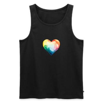 Lgbt Herz Regenbogen - Männer Premium Bio Tank Top - Schwarz - Vorne - AI Model Male 178 light (178cm)