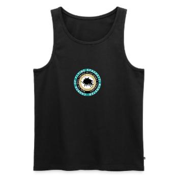 pastafarian CHURCH OF FLYING SPAGHETTI MONSTER - Men's Premium Organic Tank Top - black - Front - AI Model Male 178 light (178cm)