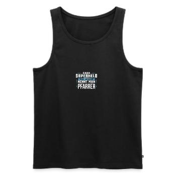 PFARRER Superheld - Männer Premium Bio Tank Top - Schwarz - Vorne - Michal (187cm)