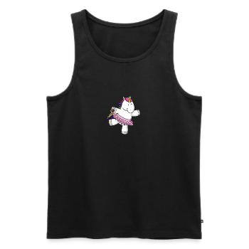 Tanzendes Comic Einhorn Regenbogen - Männer Premium Bio Tank Top - Schwarz - Vorne - Michal (187cm)