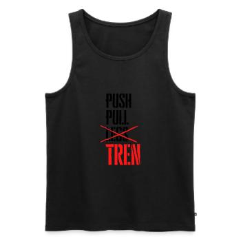 Push Pull Tren - Débardeur bio Premium Homme - noir - Devant - AI Model Male 178 light (178cm)