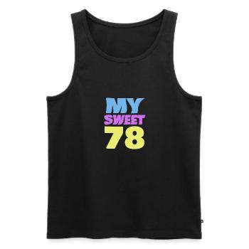 78 - Männer Premium Bio Tank Top - Schwarz - Vorne - AI Model Male 178 light (178cm)