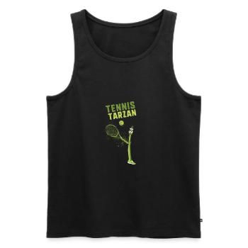 tennis, asperges, asperges, bande dessinée, asperges vertes - Débardeur bio Premium Homme - noir - Devant - AI Model Male 178 light (178cm)
