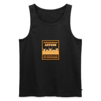 Kollege Arthur - Männer Premium Bio Tank Top - Schwarz - Vorne - AI Model Male 178 light (178cm)