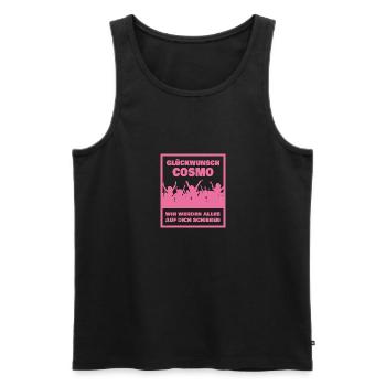 First name Cosmo - Men's Premium Organic Tank Top - black - Front - AI Model Male 178 light (178cm)
