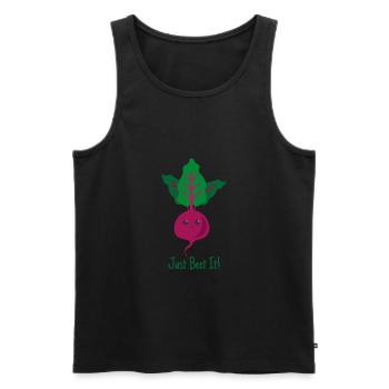 Just beet it cadeau plantes végétaliens rengaine - Débardeur bio Premium Homme - noir - Devant - Michal (187cm)