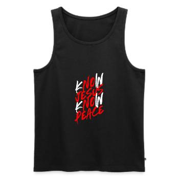 Know Jesus Know Peace kennen - Christliche Kleidung - Männer Premium Bio Tank Top - Schwarz - Vorne - AI Model Male 178 light (178cm)