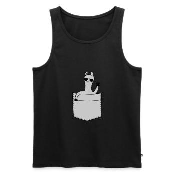 Comic Hemdtasche Lama - Männer Premium Bio Tank Top - Schwarz - Vorne - AI Model Male 178 light (178cm)
