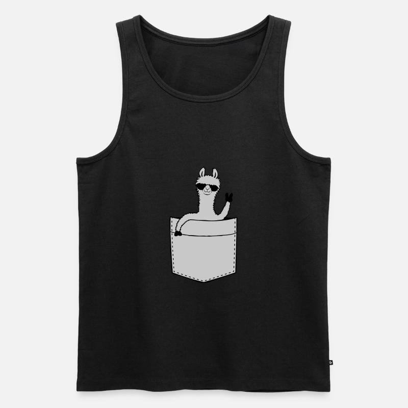 Comic Hemdtasche Lama - Männer Premium Bio Tank Top - Schwarz