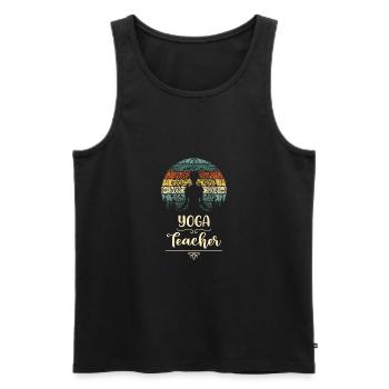 Professeur de Yoga Cadeau Namaste Méditation Vintage - Débardeur bio Premium Homme - noir - Devant - AI Model Male 178 light (178cm)