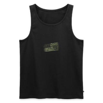 Husband Daddy Protector Hero Merica USA Flag - Men's Premium Organic Tank Top - black - Front - Michal (187cm)