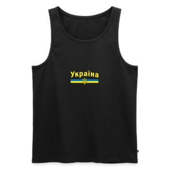 Ukrainisches Tryzub-Symbol - Ukrainischer Dreizack - Männer Premium Bio Tank Top - Schwarz - Vorne - AI Model Male 178 light (178cm)