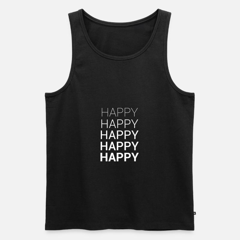 HAPPY - Männer Premium Bio Tank Top - Schwarz