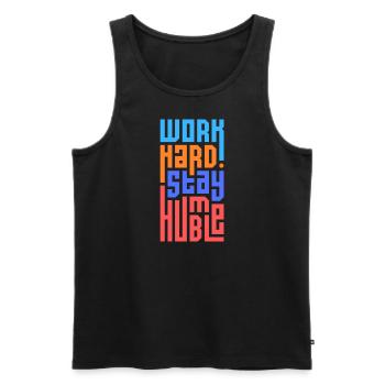 Work Hard Stay Humble - Men's Premium Organic Tank Top - black - Front - AI Model Male 178 light (178cm)