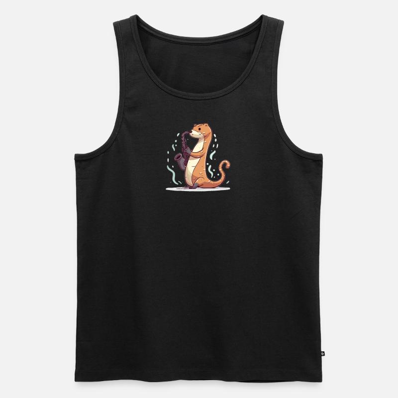 Saxophon Otter - Männer Premium Bio Tank Top - Schwarz