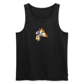 Girafe avec écouteurs - Débardeur bio Premium Homme - noir - Devant - Michal (187cm)