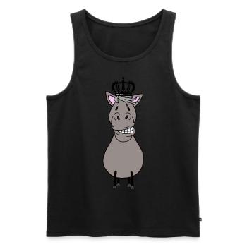 König Pony Pferd Pferde Gaul Krone - Männer Premium Bio Tank Top - Schwarz - Vorne - Michal (187cm)