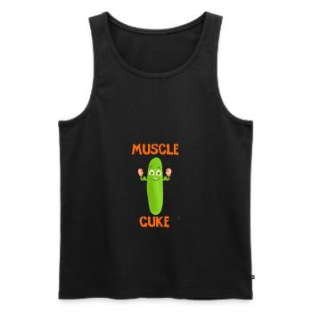 Muscle man concombre muscle veke végétalien et drôle - Débardeur bio Premium Homme - noir - Devant - Michal (187cm)