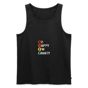 So glücklich, dass ich dreißig bin - lustiges Geschenk zum 30. Geburtstag - Männer Premium Bio Tank Top - Schwarz - Vorne - Michal (187cm)