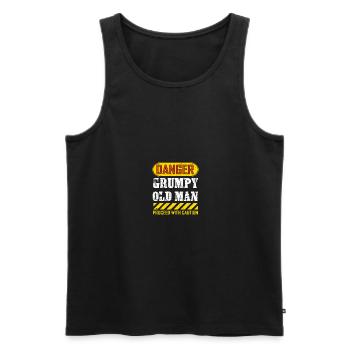 Funny Danger Grumpy Old Man Saying - Men's Premium Organic Tank Top - black - Front - Michal (187cm)