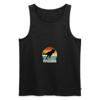 Papasaurus - Herren Vater Opa Geschenk Vatertag - Männer Premium Bio Tank Top - Schwarz - Vorne - Michal (187cm)