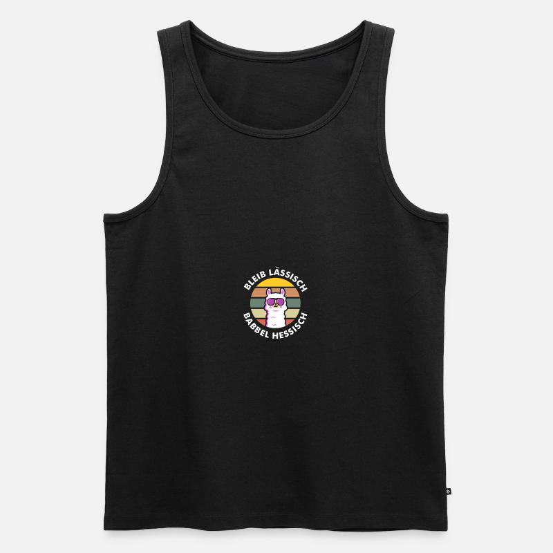 Bleib lässisch babbel hessisch - Männer Premium Bio Tank Top - Schwarz