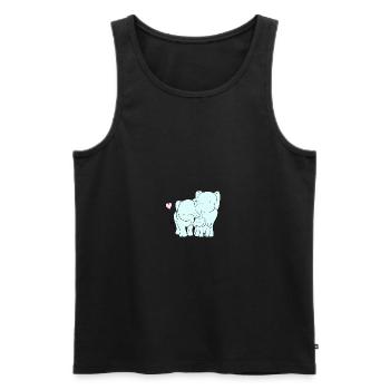 Famille d'éléphants câlins - Débardeur bio Premium Homme - noir - Devant - Michal (187cm)
