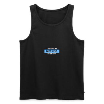 J'ai donné mon doctorat à ma femme - Débardeur bio Premium Homme - noir - Devant - AI Model Male 178 light (178cm)