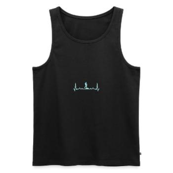 Heartbeat Mountain Girl Hiking Light Blue - Men's Premium Organic Tank Top - black - Front - Michal (187cm)