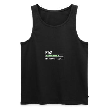 PhD in progress - Men's Premium Organic Tank Top - black - Front - AI Model Male 178 light (178cm)