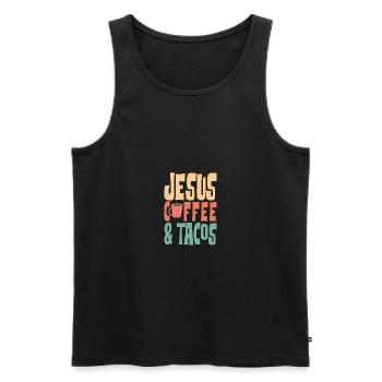 Jesus Coffee & Tacos Christianity - Männer Premium Bio Tank Top - Schwarz - Vorne - Michal (187cm)