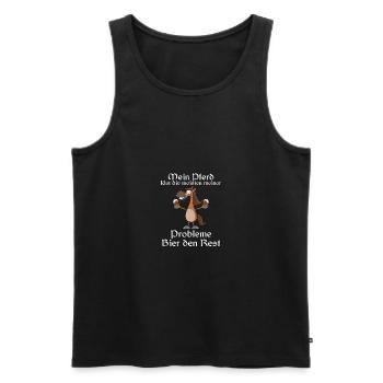 Pferd & Bier - Männer Premium Bio Tank Top - Schwarz - Vorne - Michal (187cm)