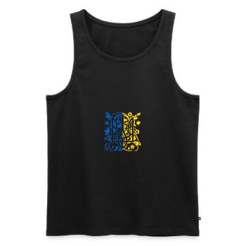 Ukraine Coat Of Arms Floral Ukrainian Trident - Men's Premium Organic Tank Top - black - Front - AI Model Male 178 light (178cm)