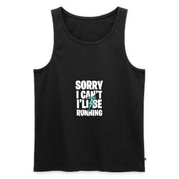Motif marathon pour coureurs et joggeurs - Débardeur bio Premium Homme - noir - Devant - Michal (187cm)
