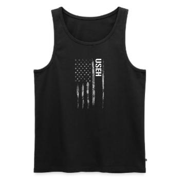 USEH - American Flag - Men's Premium Organic Tank Top - black - Front - Michal (187cm)