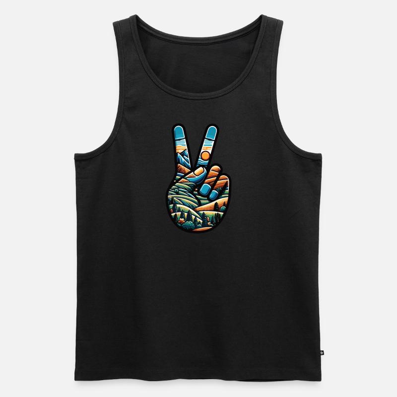 Frieden Outdoor Wald Camping - Männer Premium Bio Tank Top - Schwarz