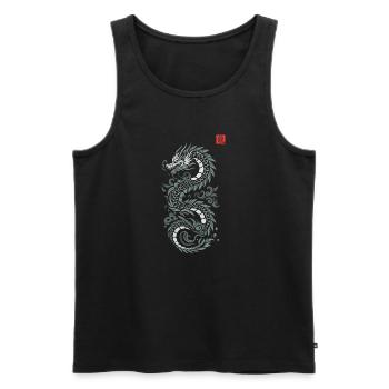 Gray Japanese dragon, Japanese kanji print style - Men's Premium Organic Tank Top - black - Front - AI Model Male 178 light (178cm)