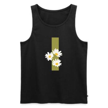 Buchstabe i Grüne Gänseblümchen - Männer Premium Bio Tank Top - Schwarz - Vorne - Michal (187cm)