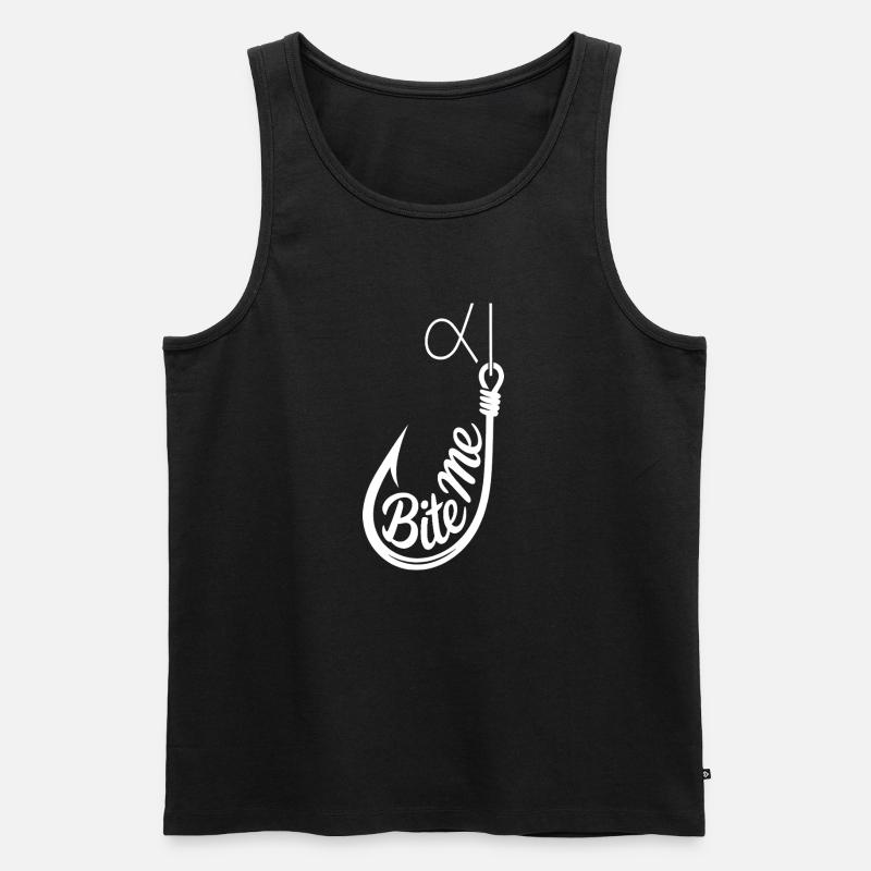 Bite Me Hook Graphic Tee - Men's Premium Organic Tank Top - black