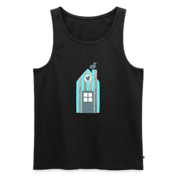 Strandhaus Streifen Möwe Ostsee Nordsee Meer - Männer Premium Bio Tank Top - Schwarz - Vorne - AI Model Male 178 light (178cm)