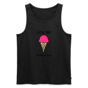 lick me i'm delicious - Männer Premium Bio Tank Top - Schwarz - Vorne - Michal (187cm)