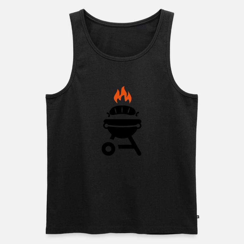 Grill mit Wurst - Männer Premium Bio Tank Top - Schwarz