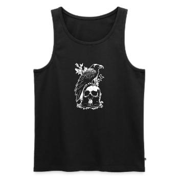 Raven Skull Forest Animal Bird Gothic Metal - Men's Premium Organic Tank Top - black - Front - Michal (187cm)