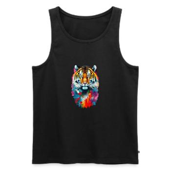 Tiger #1 - Men's Premium Organic Tank Top - black - Front - Michal (187cm)