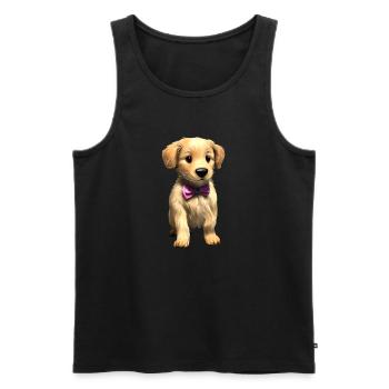Dogs Golden Retriever with bow tie Dog owners - Men's Premium Organic Tank Top - black - Front - Michal (187cm)