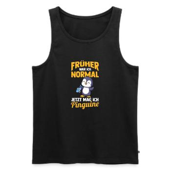 Pinguin - Männer Premium Bio Tank Top - Schwarz - Vorne - Michal (187cm)