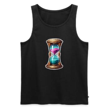 Sanduhr / Zeitmesser / Antik /Sandkörner / Ablauf - Männer Premium Bio Tank Top - Schwarz - Vorne - AI Model Male 178 light (178cm)