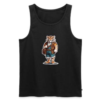 Lederhosen / Animal / Traditional costume / Tradition / Tiger - Men's Premium Organic Tank Top - black - Front - AI Model Male 178 light (178cm)