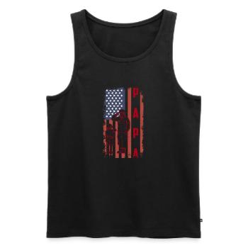 Papa États-Unis Drapeau Père Fête des pères Militaires Soldats - Débardeur bio Premium Homme - noir - Devant - Michal (187cm)